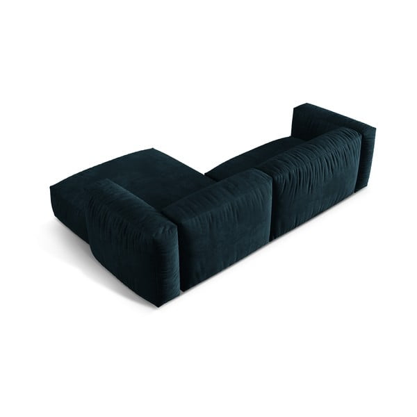 Temno modra žametna kotna sedežna garnitura (desni kot/z ležalnikom) Martina – Micadoni -image-3