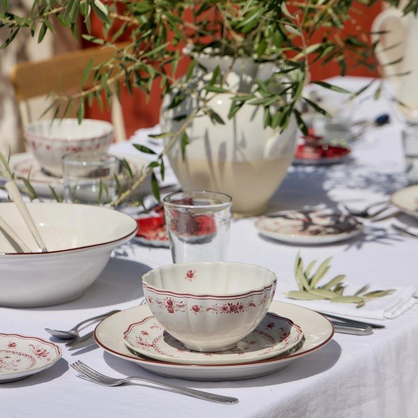 Rdeč/bel desertni krožnik iz kamenine ø 21 cm Vila – Costa Nova-image-2