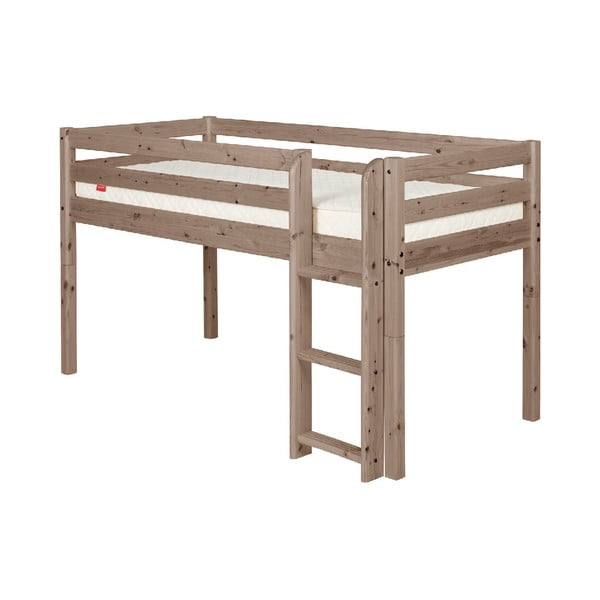 Rjava srednje visoka otroška postelja iz borovega lesa Flexa Classic, 90 x 200 cm