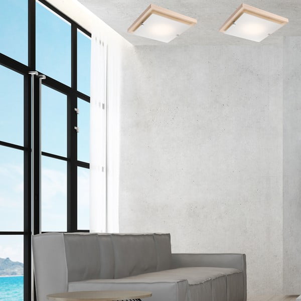 Rjava/naravna stropna svetilka 30x30 cm Pedro – LAMKUR-image-2