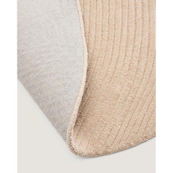 Kremno bela ročno tkana volnena okrogla preproga ø 200 cm Domm – Kave Home-image-3