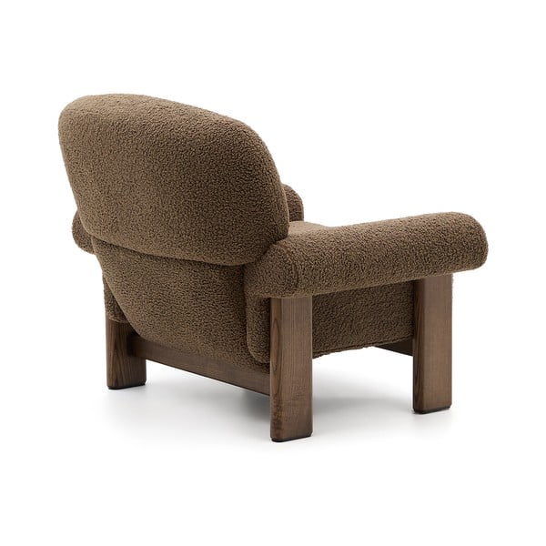 Rjav fotelj iz tkanine bouclé Nema – Kave Home-image-3