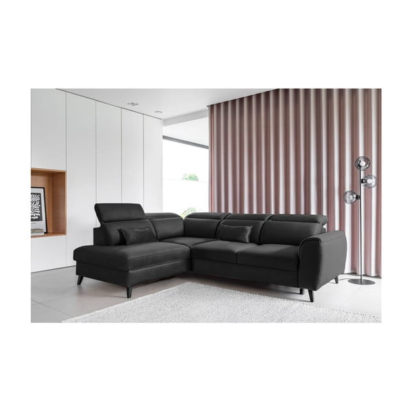 Temno siva žametna raztegljiva/s prostorom za shranjevanje kotna sedežna garnitura (desni kot/v obliki črke L) Noble – ELTAP-image-1