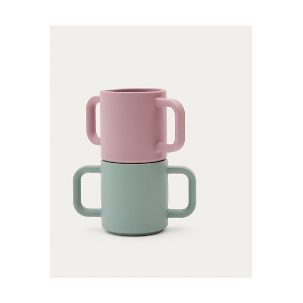 Svetlo rožnate/turkizne silikonske otroške skodelice v kompletu 2 ks Lili – Kave Home-image-4