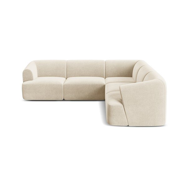 Bež žametna kotna sedežna garnitura Campi – Cosmopolitan Design-image-3