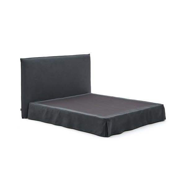Antracitno siva oblazinjena zakonska postelja 180x200 cm Jaira – Kave Home