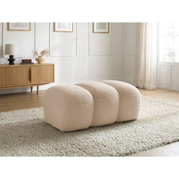 Bež tabure iz tkanine bouclé Hippolyte – Bobochic Paris-image-1