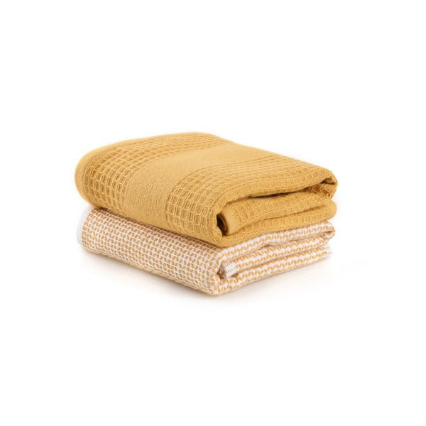 Rumene vafel brisače v kompletu 2 ks 40x60 cm Betty – Foutastic