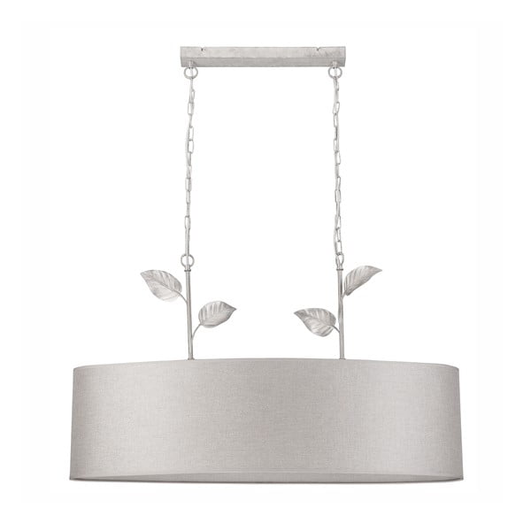 Viseča svetilka v sijajno srebrni barvi s tekstilnim senčnikom Noemi – LAMKUR
