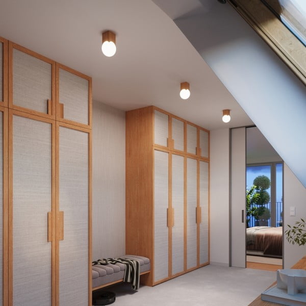 Stropna svetilka v naravni barvi s steklenim senčilom 12x12 cm Rayer – Sollux-image-4