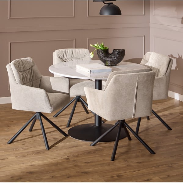 Bež oblazinjen jedilni stol z nasloni za roke Alonso – Actona-image-1