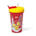 Rdeča skodelica z rumenim pokrovom in slamico LEGO® Iconic, 500 ml