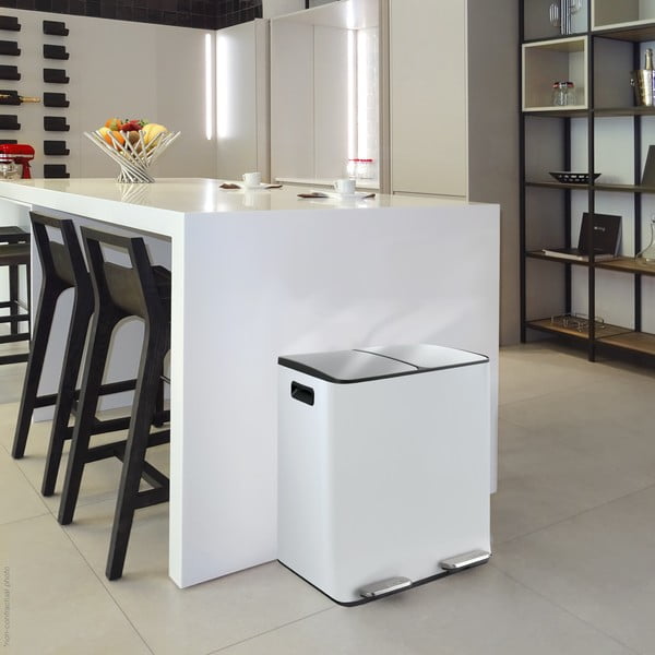 Mat bel jeklen koš za smeti za ločevanje odpadkov s pedalom 2x20 l Aliya – Spirella-image-1