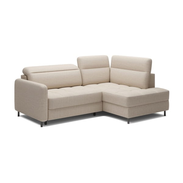 Bež žametna raztegljiva/s prostorom za shranjevanje kotna sedežna garnitura (desni kot/v obliki črke L) Barea – ELTAP-image-2