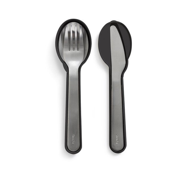 Črn/srebrn potovalni komplet jedilnega pribora iz nerjavečega jekla 3 ks To Go – Lékué