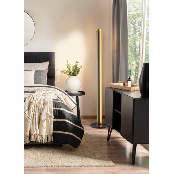 Črna LED zatemnitvena stoječa svetilka (višina 142,5 cm) Texel – Trio-image-1