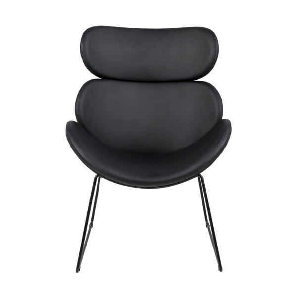 Črn fotelj iz umetnega usnja s črnimi nogami Actona Cazar-image-1