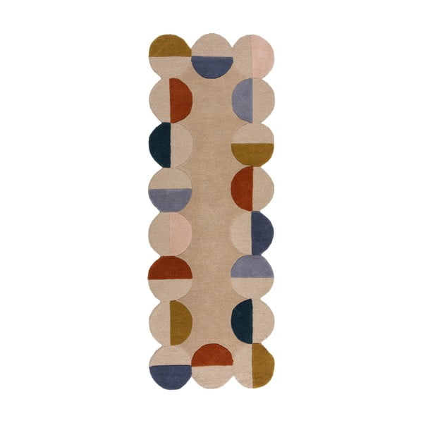 Bež ročno tkan volnen tekač 80x230 cm Mia Scallop Frame – Flair Rugs