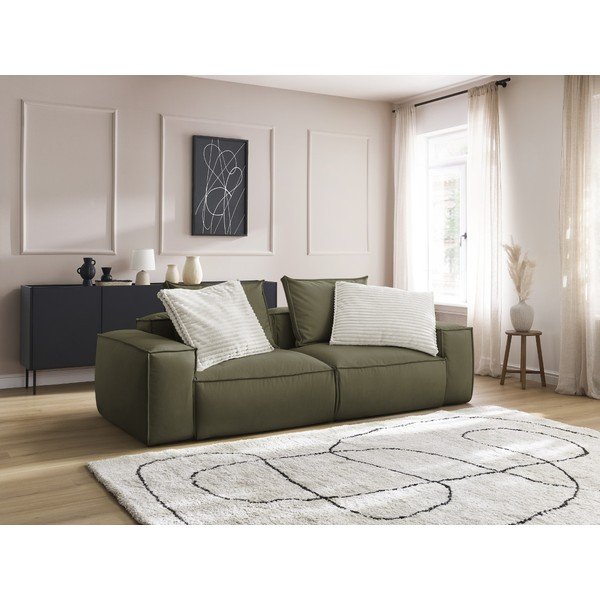 Zelena sedežna garnitura iz umetnega usnja 260 cm Boheme – Bobochic Paris-image-1