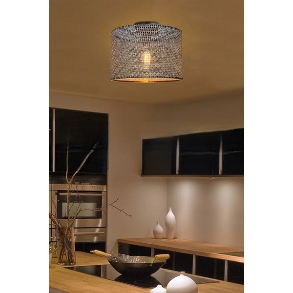 Siva stropna svetilka s tekstilnim senčilom ø 38 cm Goza – Squid Lighting-image-1
