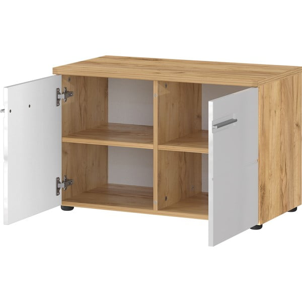 Bela omarica za čevlje v hrastovem dekorju s klopjo Aledo - Germania-image-3