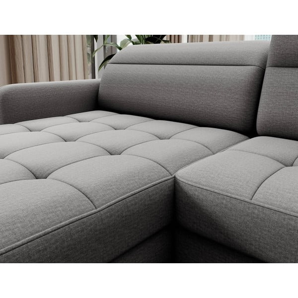 Svetlo siva žametna raztegljiva/s prostorom za shranjevanje kotna sedežna garnitura (desni kot/v obliki črke "U") Berrto – ELTAP-image-4