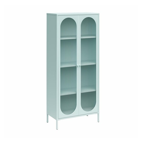 Svetlo modra kovinska vitrina 80x186x40 cm Luna – Støraa-image-2