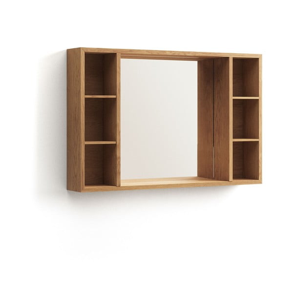 Stenska kopalniška omarica z ogledalom iz masivnega tika 100x65 cm Parana – Kave Home-image-2