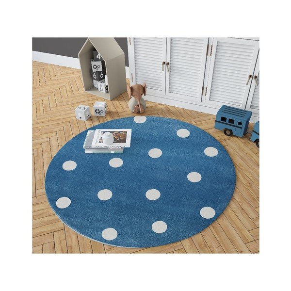 Modra okrogla preproga s pikami KICOTI Blue, ø 100 cm-image-2