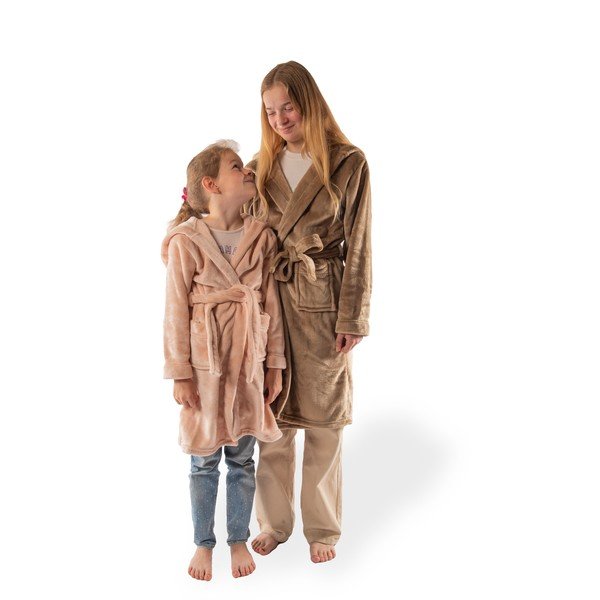 Rjav otroški kopalni plašč iz mikropliša velikosti 134-140 Delux – Tiseco Home Studio-image-1