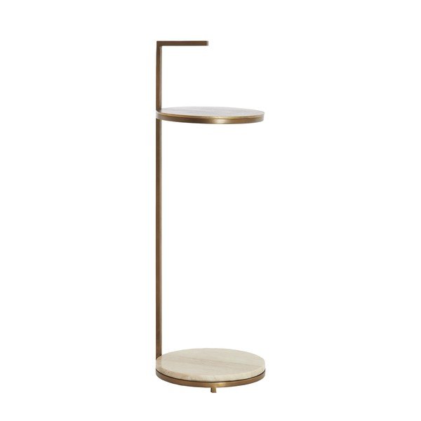 Okrogla stranska mizica z marmorno mizno ploščo ø 26 cm Leda – Light & Living