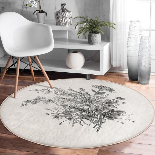 Kremno bela pralna okrogla preproga primerna za robotski sesalnik ø 80 cm Comfort – Mila Home-image-2