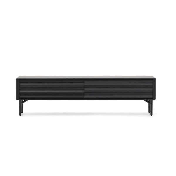 Črna TV omarica v hrastovem dekorju 200x57x35 cm Lenon – Kave Home-image-2