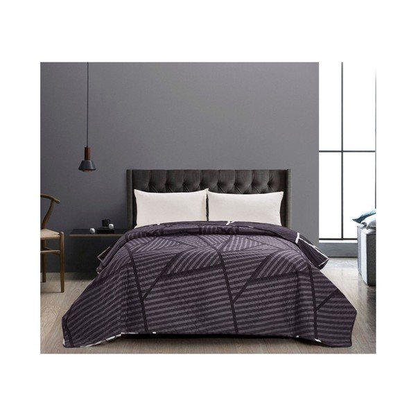 Črno obojestransko posteljno pregrinjalo iz mikrovlaken DecoKing Catmint, 170 x 270 cm-image-1