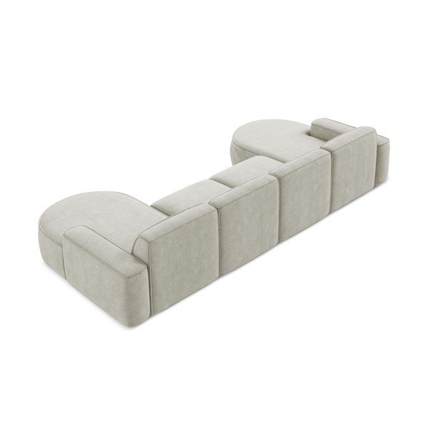 Kremno bela kotna sedežna garnitura iz šenilje (v obliki črke "U") Omao – Makamii-image-3