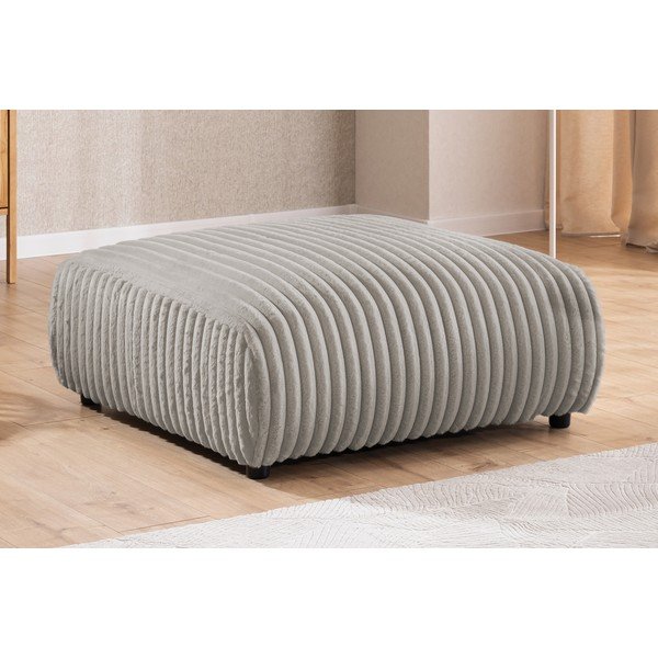 Svetlo siv tabure iz rebrastega žameta Justin – Ropez-image-4