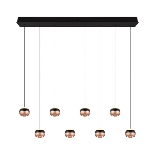 Črna/bakrena LED viseča svetilka s kovinskim senčnikom Orbit – Trio Select