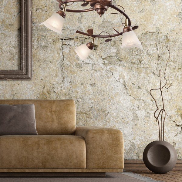 Temno rjava stropna svetilka s steklenim senčnikom ø 13 cm Bluszcz – LAMKUR-image-1