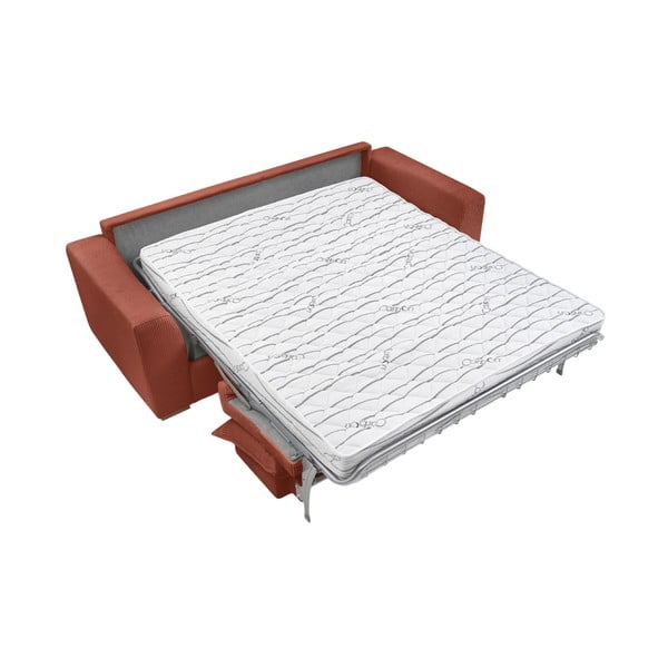 Opečnato oranžna raztegljiva sedežna garnitura iz rebrastega žameta 225 cm Augustin – Bobochic Paris-image-4