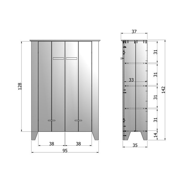 Garderobna omara Joep Black, 142 cm-image-2