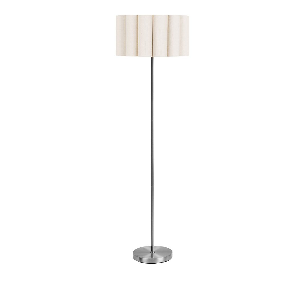 Bež/v srebrni barvi lanena stoječa svetilka (višina 150 cm) Wattom