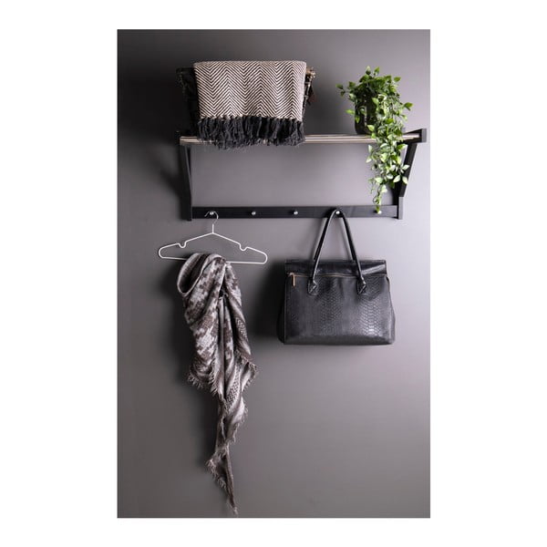Črn stenski obešalnik iz topola s polico Padova - House Nordic-image-3