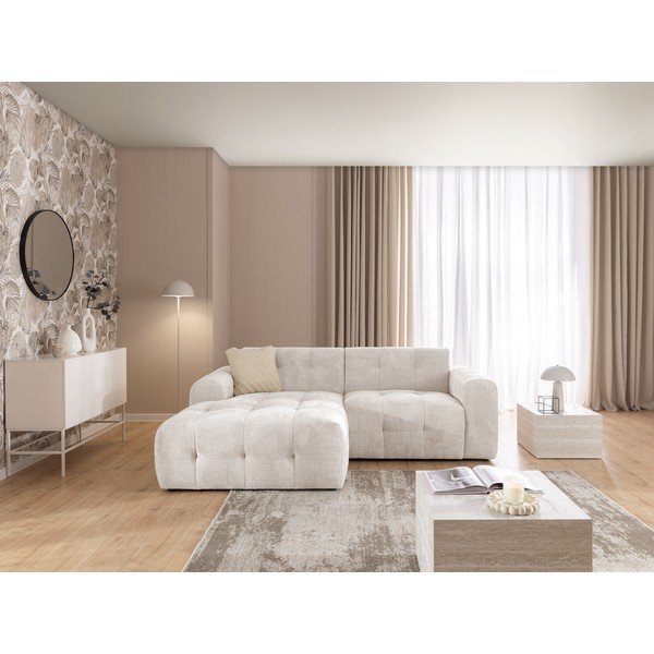 Kremno bela kotna sedežna garnitura (levi kot/z ležalnikom) Melva – Ropez-image-3