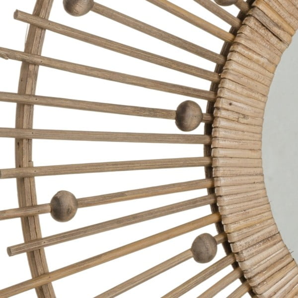 Stensko ogledalo z bambusovim okvirjem ø 70 cm Sol – Ixia-image-2