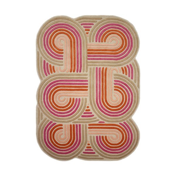 Rožnata ročno tkana volnena preproga 140x200 cm Spiral Shaped  – Flair Rugs