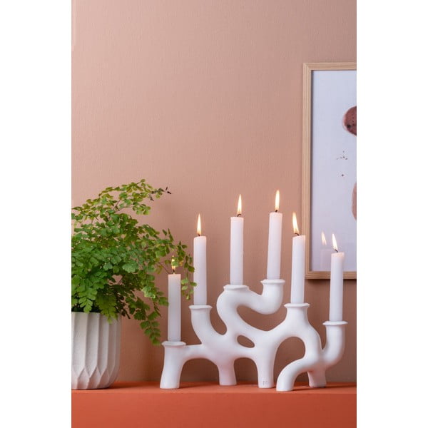 Beli svečnik iz poliresina Swirls - PT LIVING-image-1