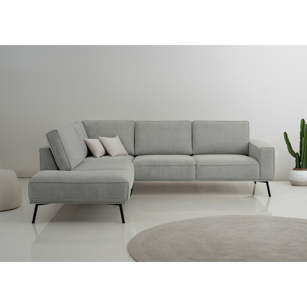 Svetlo siva kotna sedežna garnitura iz šenilje (levi kot/v obliki črke L) Amsterdam – Scandic-image-1