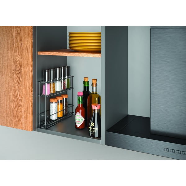Črna izvlečna stenska dvostopenjska polica za začimbe Metaltex Lava Black-image-2