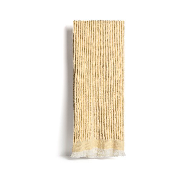 Rumena/bež bombažna pletena odeja 100x170 cm Lideba – Kave Home-image-3