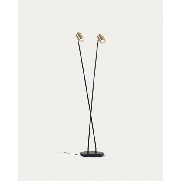 Črna/zlata stoječa svetilka s kovinskim senčilom (višina 152 cm) Clemence – Kave Home-image-3